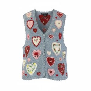 Vintage 90's Eagle's Eye Women Size 2X Valentines Day Heart Design Knit Vest